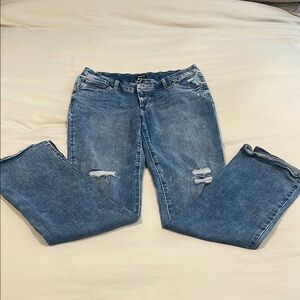 Express Blue Boyfriend Distressed Jeans